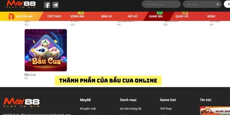 Thành phần của bầu cua online