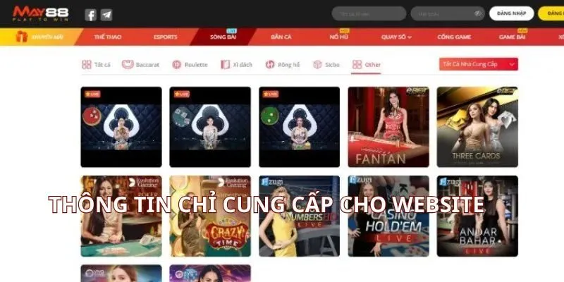 Thông tin chỉ cung cấp cho website